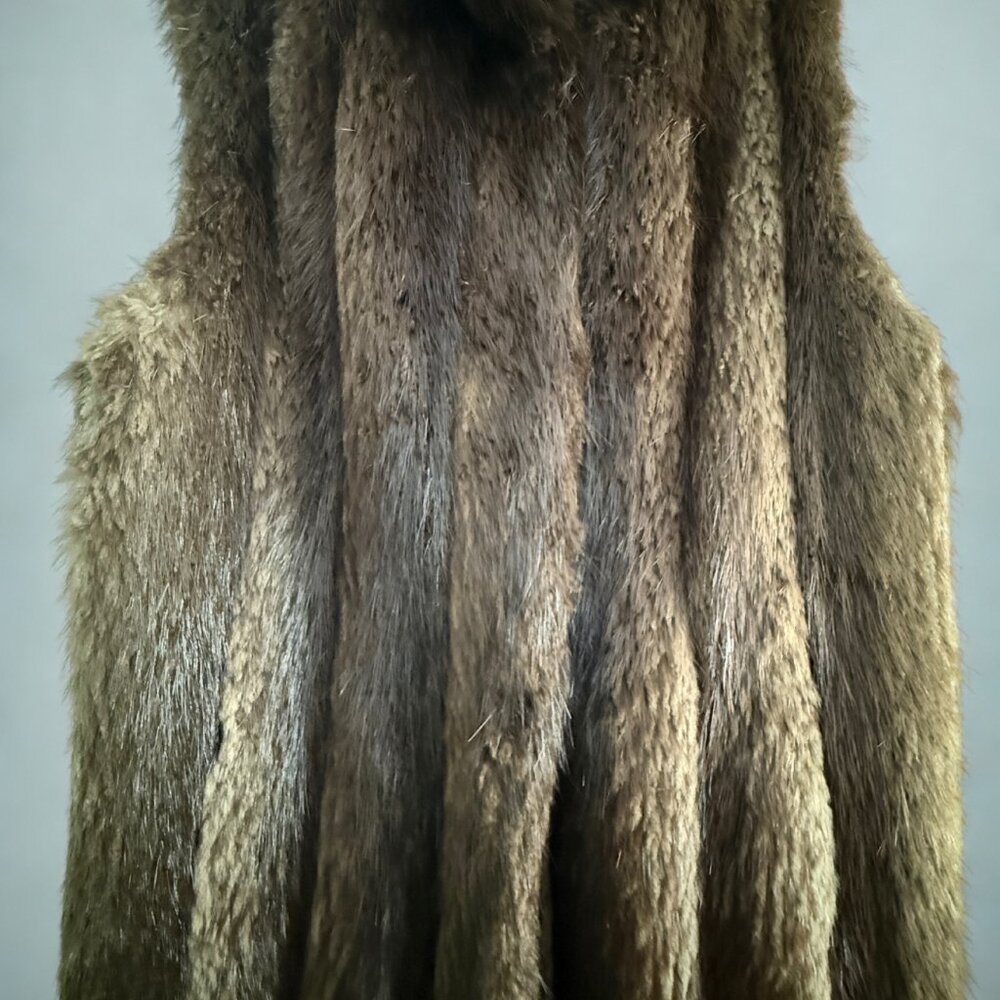 Brown Lined Fur Vest | Long Length | Women’s Medium Fit